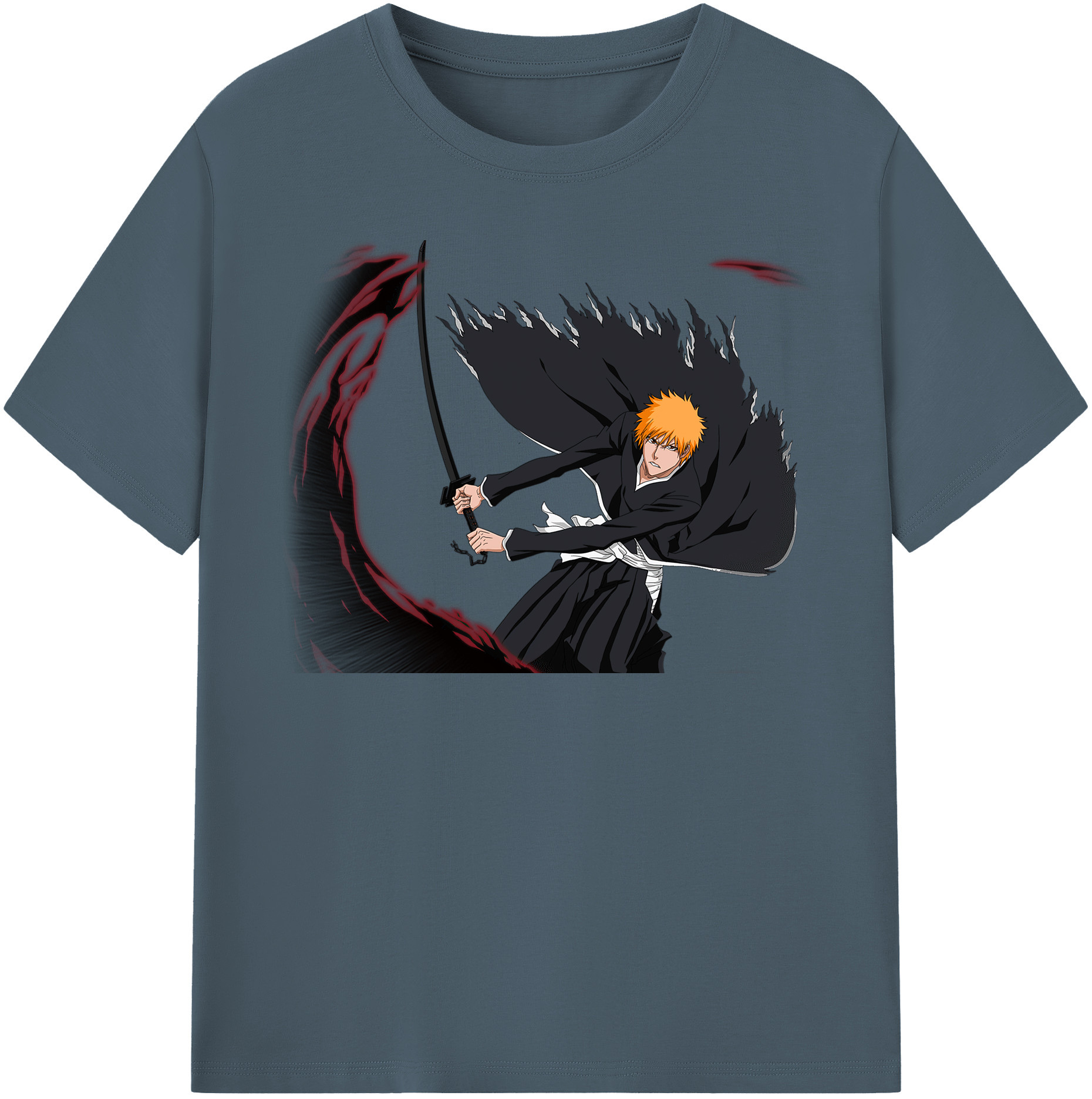 （画像用） ブリーチ 黒崎一護（くろさき いちご）BLEACH Kurosaki Ichigo 綿100％半袖Tシャツ（フロントプリント）